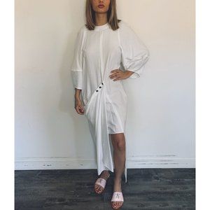 Tibi - White Asymmetrical Flap Front Dress